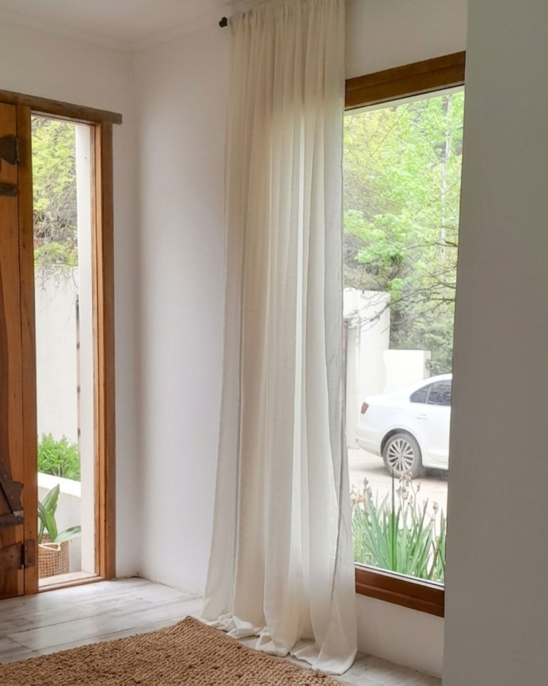 bucaran textil - cortina gasa algodon lavada natural 3 Cortinas de Gasa de Algodón Natural 230x220 cm – 2 Paños - Imagen 1